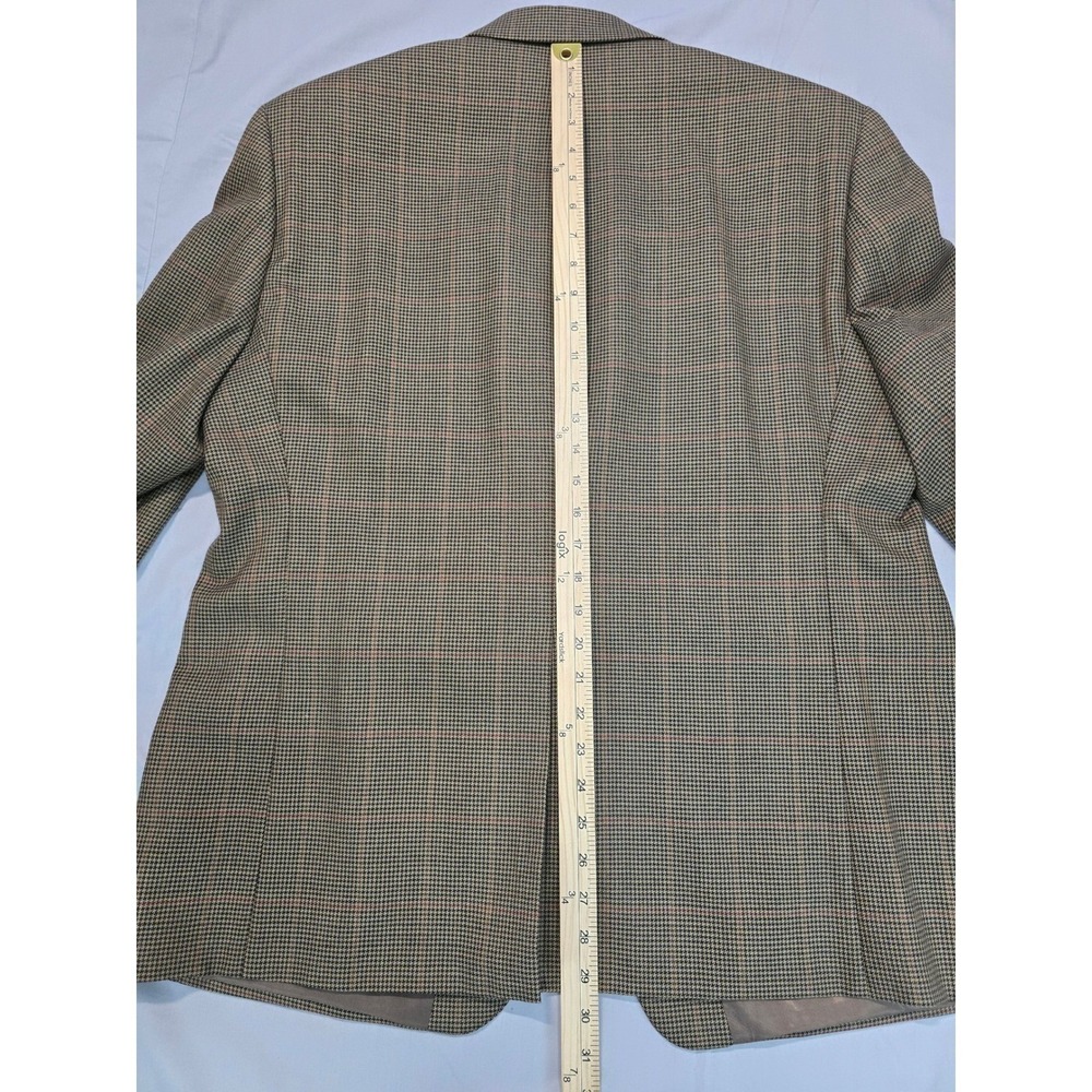 100% Wool IZOD Mens 44S Brown Houndstooth Blazer Woolmark Sport Coat suit - Picture 5 of 16